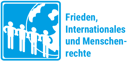 Button Thema: Frieden, Internationales und Menschenrechte
